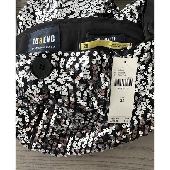 NWT Anthropologie Colette Cropped Wide-Leg Sequin Pants 28 Silver Cocktail $198 - Picture 10 of 11